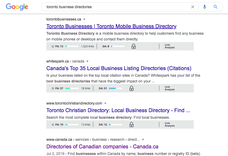 Local SEO strategy = Toronto directory options